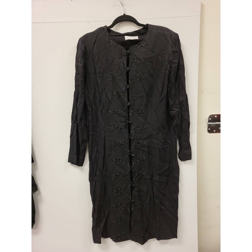 Jennifer Jeffries‎ Dress Black Button Front Long Sleeve Career Party Size